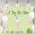 Martini glass birthday photography backdrop with 'A Tini Bit Older' text - 95x75cm / Martini Glass Style (SBJ-005) / Off White