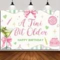 Martini glass series birthday photography backdrop with pink bow and cake for party decor - 95x75cm / Martini Glass Style (SBJ-009) / Off White
