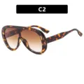 Oversized retro shield sunglasses featuring tortoiseshell frame and gradient brown lenses - Tortoise (Gradient Tea Lens)