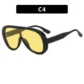 Oversized retro one-piece shield sunglasses with black frame and yellow lenses style C4 - Glossy Black Yellow Lens