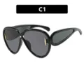 Gafas de sol futuristas extragrandes estilo hip hop con montura negra y detalles dorados - Montura Negra Lentes Grises (C1)