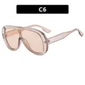 Oversized retro monoblock sunglasses featuring a stylish transparent brown frame. - Champagne