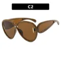 Gafas de sol de mariposa de gran tamaño futuristas para mujer en color café brillante - Marco Café Lente Té (C2)