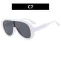 Retro oversized shield sunglasses featuring a bold white frame and dark black lenses - Solid White Gray Lens