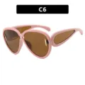 Futuristic oversized pink sunglasses with brown lenses for fashion runway shows - Solid Pink Frame Tea Lens (C6)