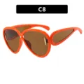 Futuristic oversized orange sunglasses with brown lenses and hip-hop runway style - Solid Orange Frame Tea Lens (C8)