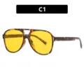 Vintage double bridge oversized sunglasses featuring tortoise shell frame and yellow lenses - Tortoise Style (C1) / Tortoise Frame Yellow Lens