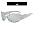 Silver Y2K futuristic sunglasses for men and women, hip-hop style fashion eyewear - Silver Frame Silver Mirror Lens (C2)