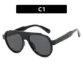 Classic black aviator sunglasses for men and women with fashion oversized frame design - Style 1(C1) / Glossy Black/Grey Lens