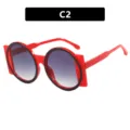 Trendy oversized red sunglasses with geometric frames and purple gradient lenses - One Size / Red Frame Black Detail (C2)