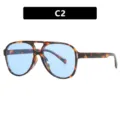 Vintage tortoise aviator sunglasses with light blue lenses and retro double bridge frame. - Tortoise Style (C2) / Tortoise Frame Blue Lens
