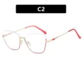 Modieus cat-eye brilmontuur in rood en goud, anti-blauw licht glazen, model C2 - Blauw licht blokkerend / Rood