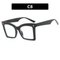 Stylish black square oversized glasses frame with gold rivets, model C8 variant - Glossy Black Clear Lens (C8)