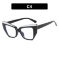 Elegante schwarz-weiße Cat-Eye-TR90-Brille mit Blaulichtfilter-Gläsern für modernen Stil - Schwarze Braue Weißer Streifen (C4) / Blaulichtschutz