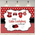 Sweet Little Ladybug baby shower photography backdrop with red and black patterns - 95x75cm / Ladybug Theme (SBJ-001)