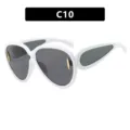 Futuristic oversized sunglasses with bold white frames and dark lenses for women - Solid White Frame Gray Lens (C10)