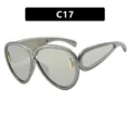 Futuristic silver oversized sunglasses with gold accents for catwalk fashion style - Gunmetal Frame White Mirror Lens (C17)