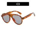 Fashionable aviator sunglasses with leopard print frames and grey lenses, style C3 - Style 3(C3) / Tortoiseshell Light Gray