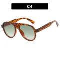 Fashionable leopard print aviator sunglasses featuring green gradient lenses in style C4 - Style 4(C4) / Tortoise Frame Double Green Lens