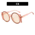 Trendy oversized round sunglasses with transparent orange pink frames, variant C6 - One Size / Champagne (C6)