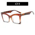 Square oversized glasses frame with gradient brown tortoiseshell finish SKU C11 - Top Tea Bottom Leopard / Clear Lens (C11)
