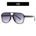 Classic black double-bridge aviator sunglasses with purple gradient lenses for women - Bright Black Frame Gradient Grey Lens