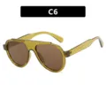 Modische Pilotenbrille mit durchsichtigem gelbem Rahmen und braunen Gläsern für Damen Herren - Transparent Grün Rahmen Kaffee Gläser