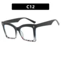 Oversized square glasses frames with metal rivets in black and tortoiseshell finish - Black Leopard / Clear Lens (C12)
