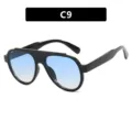 Modische Pilotenbrille mit schwarzem Rahmen und blauen Verlaufsgläsern - Modell C9. - Glänzender Schwarzer Rahmen Blaugläser Mit Farbverlauf