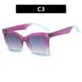 Oversized square glasses with purple and blue gradient frame and gold stud detail - Purple Blue Gradient Grey (C3)