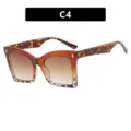 Stylish square oversized tortoiseshell eyeglass frame with brown gradient lenses C4 - Top Tea Bottom Leopard / Tea Gradient (C4)