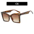 Oversized square tortoiseshell fashion glasses frame C6, stylish decorative eyewear. - Leopard Grain Tea (C6)