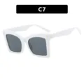 Premium white square oversized decorative glasses frame with gold accents, model C7 - White Frame Grey Lens (C7)