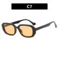Gafas de sol rectangulares vintage con montura negra gruesa y lentes ámbar de moda retro - Negro Brillante / Lentes Naranjas