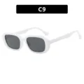 Gafas de sol retro blancas con montura cuadrada pequeña y cristales negros C9 - Montura blanca sólida lentes grises