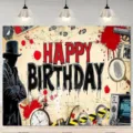 Vintage detective mystery theme happy birthday photography backdrop for party decoration - 95x75cm Pack / Vintage Yellow
