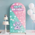 Cute dog paw arched backdrop cover for kids birthday party decoration and celebration. - 50x120CM