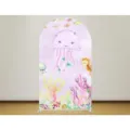 Cartoon ocean animal theme arched backdrop for kids party with cute jellyfish print - Pink Purple Jellyfish (SGX-003) / 50X120CM