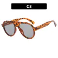 Fashionable leopard print aviator sunglasses with gray lenses for women, SKU style C3 - One Size / Mixed Tortoise Gray Lens