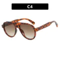 Women's trendy leopard print aviator sunglasses with brown gradient lenses for sun protection - One Size / Tortoise / Gradient Tea