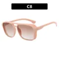 Retro pink square frame double bridge sunglasses for men, trendy punk style variant C8 - Beige Brown Lens