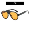 Stylish oversized aviator sunglasses with black frame and orange lenses for UV protection - One Size / Bright Black Orange Lens