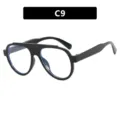Stylish oversized black frame aviator glasses with flat top bridge for fashion - One Size / Shiny Black Clear Lens