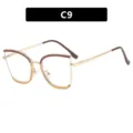 Elegant cat-eye anti-blue light glasses frame in brown and gold finish C9 color - Brown and Tea