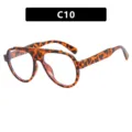Stylish tortoise shell aviator sunglasses with oversized frame for women, color C10 - One Size / Cream Marbled Clear Lens