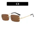 Rimless rectangular sunglasses with brown lenses and gold temples, variant C3 model - Brown (C3)