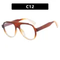 Trendy aviator sunglasses with amber gradient frame for women model C12 - One Size / Gradient Tea Frame Clear Lens