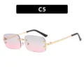 Professional rimless gradient pink sunglasses with a sleek gold metal frame, variant C5 - Grey Pink Gradient (C5)