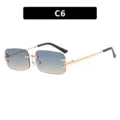 Stylish rimless sunglasses featuring blue gradient lenses and gold metal frame C6 - Blue Tea Gradient (C6)