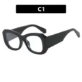 Elegante montura de gafas cuadrada negra y gruesa variante C1 para un look de moda contemporáneo - Lente Transparente (C1) / Negro Brillante